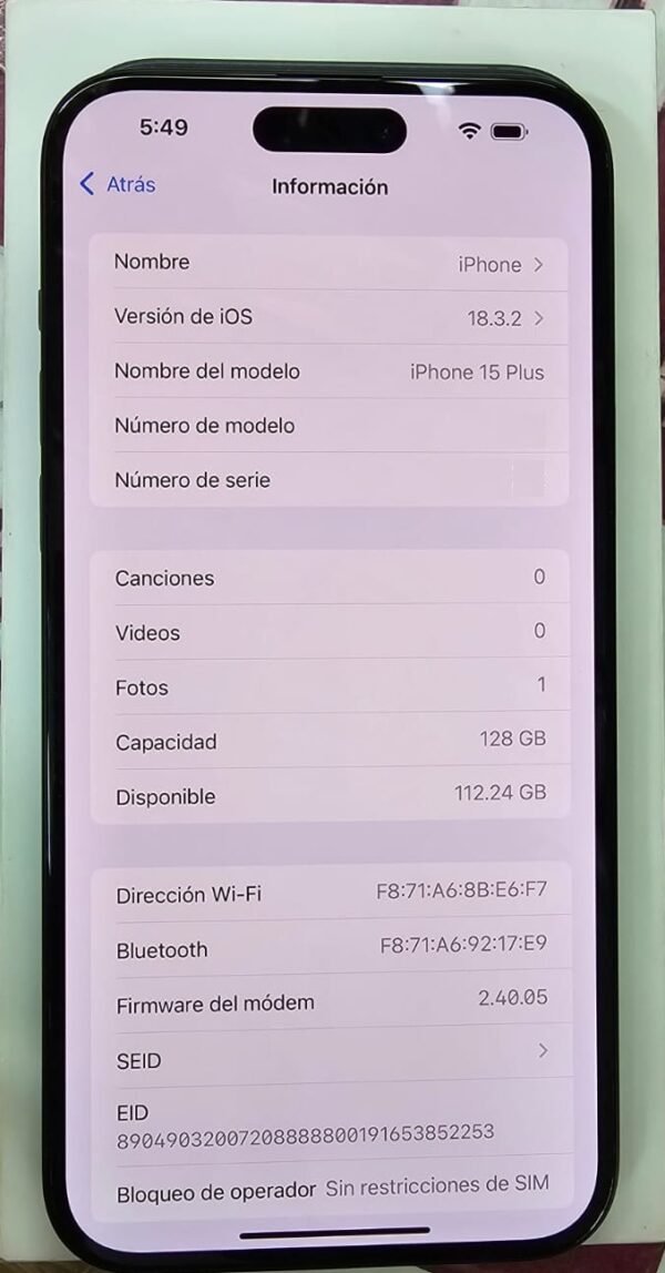 Iphone 15 Plus (128gb - 6gm Ram - Cam 48 Mpx - Pantalla Super Retina XDR de 6.7” )